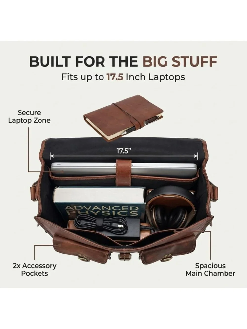 Handmade Leather Messenger Bag for Men - 18
